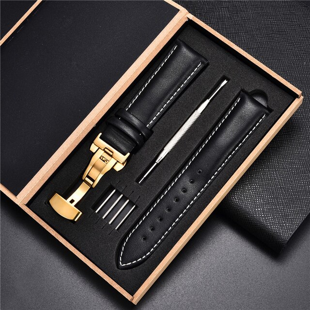 Samsung Leather Straps Black-W-Gold